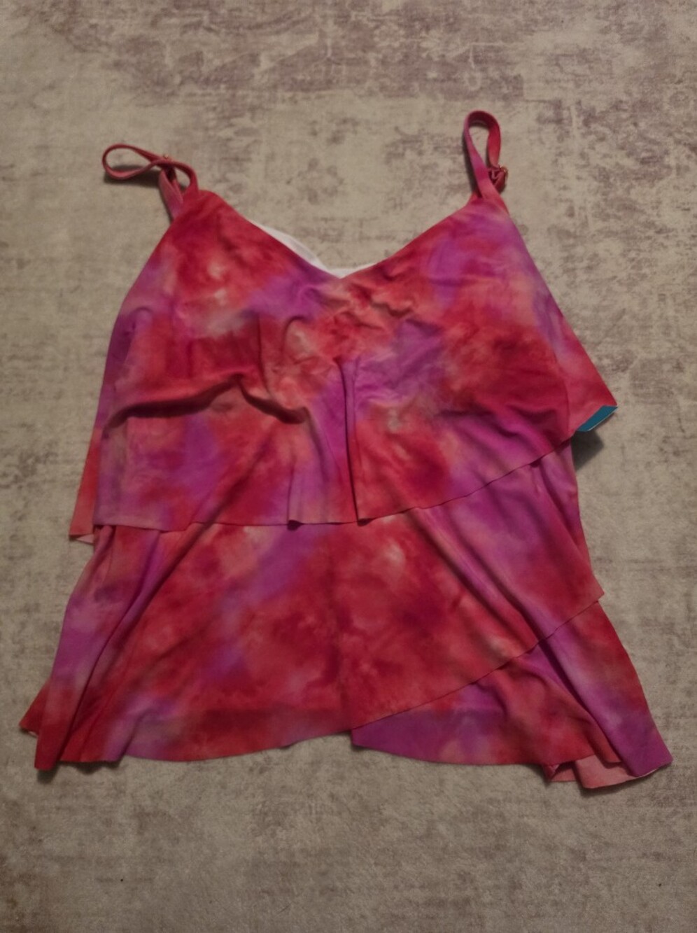 New Swim Top Tie-Dye Pink & Purple Ruffled Camisole